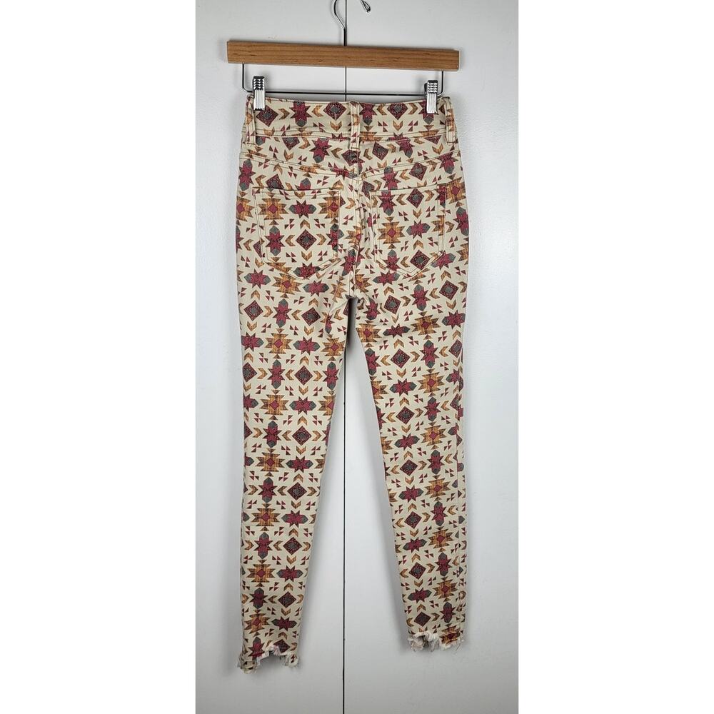 NWOT Free People We The Wild Child Printed Skinny Jeans Raw Hem | Size 25 - Picture 4 of 15